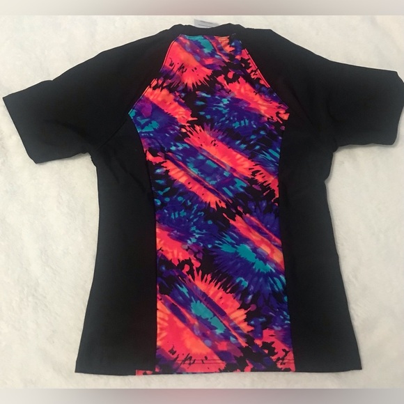 Adidas tie dye rash guard/sun protection swim top sz 7 - Picture 2 of 3
